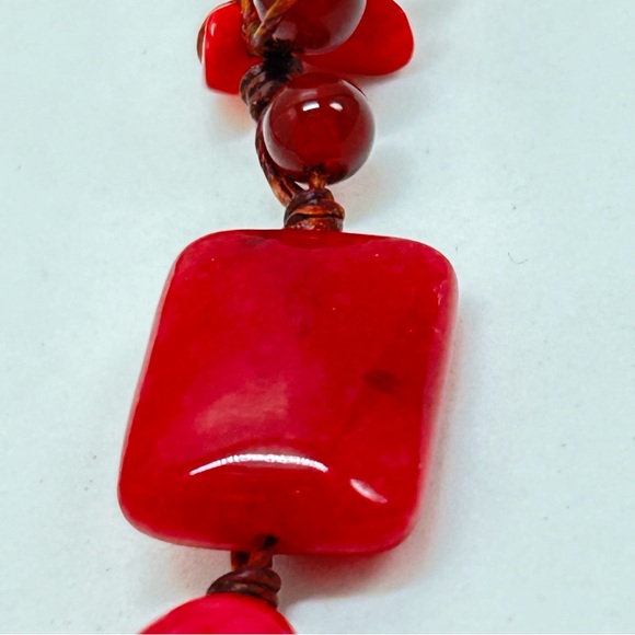 Nakamol, Polished Red Cinnabar And Glass Beaded Necklace - Picture 3 of 6